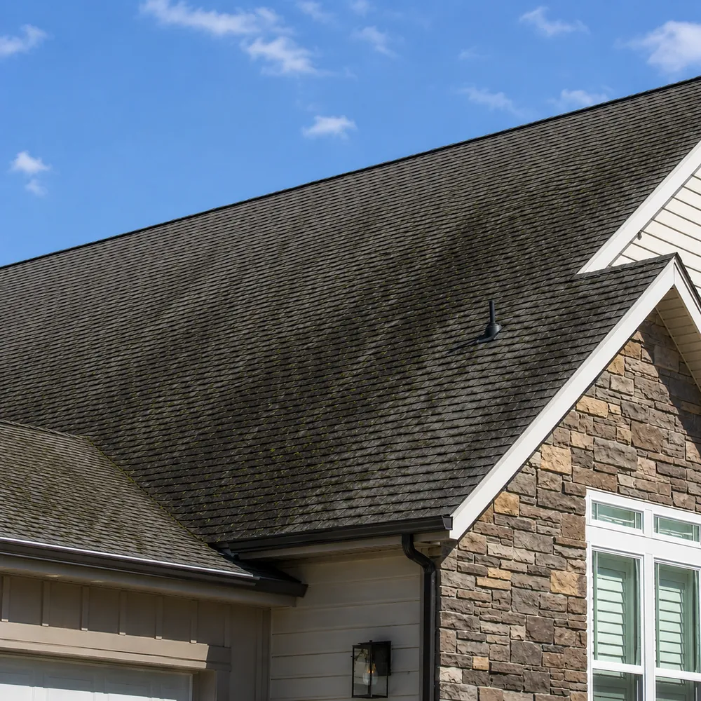 Roof Cleaning before soft washing by Prime Softwash in St. Johns County, FL
